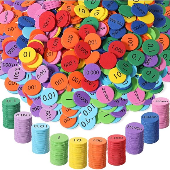 Place Value Disks 10 Values Counting Chips Math Manipulatives 1000 Pieces - Picture 1 of 9